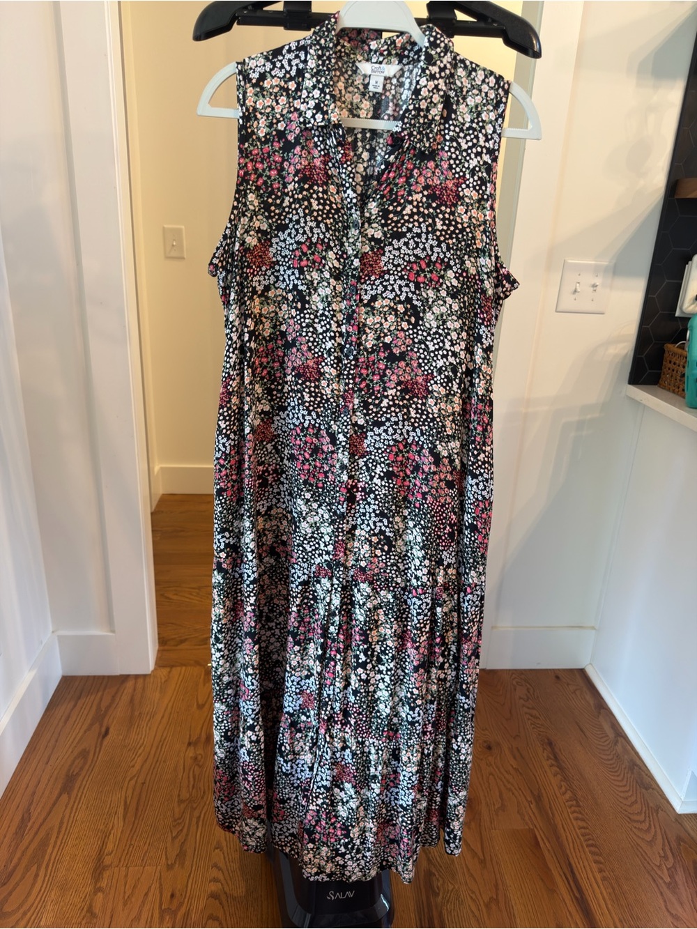 Croft & Barrow Sleeveless Floral Midi Dress in Black and Pink - Women's